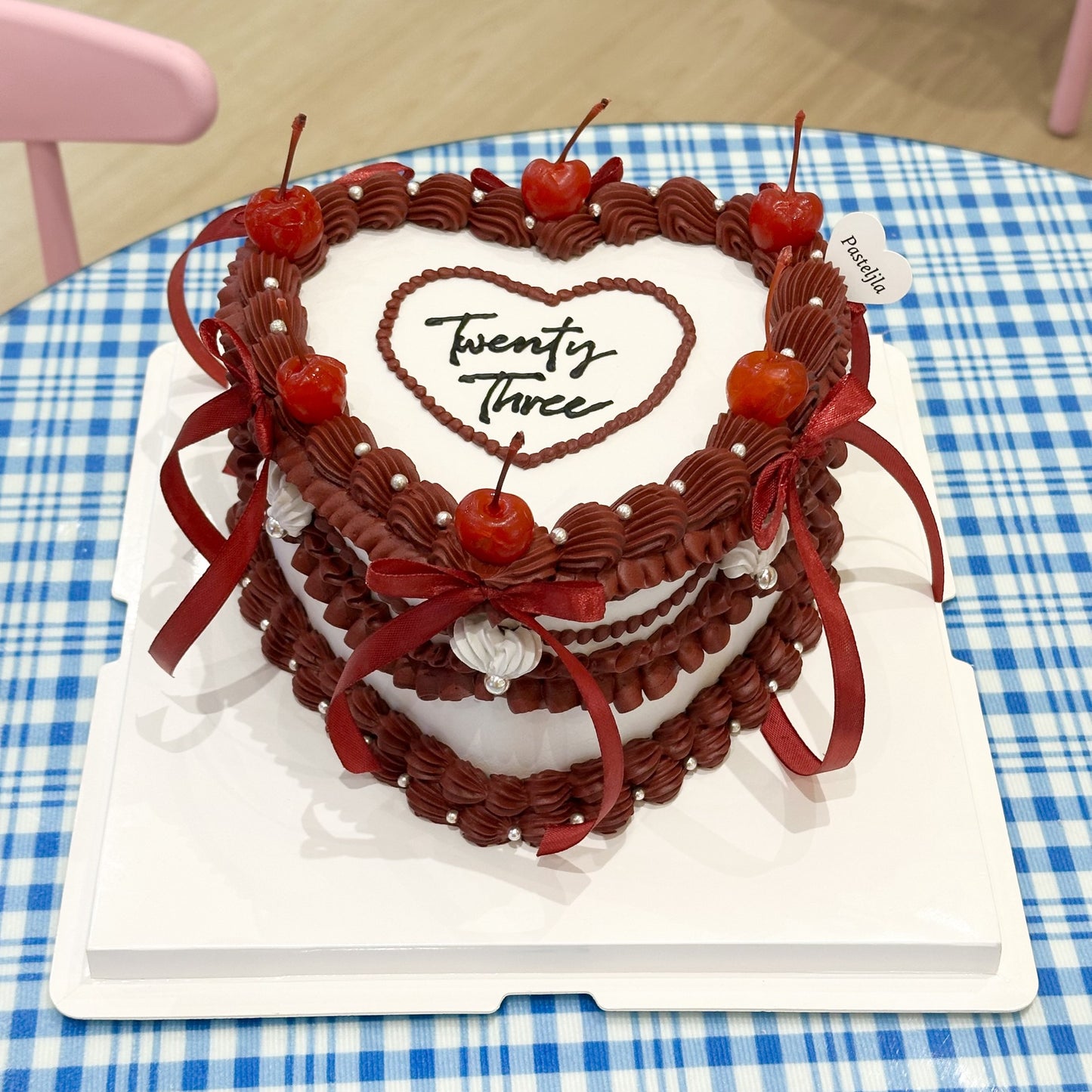 Heart shape Cherry vintage cake