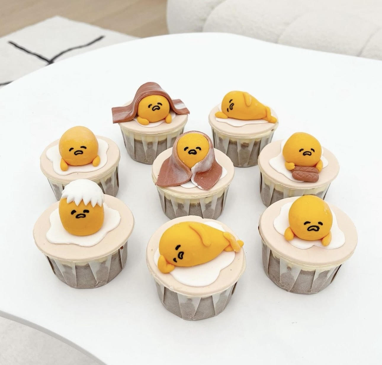 Fondant Gudetama Cupcakes