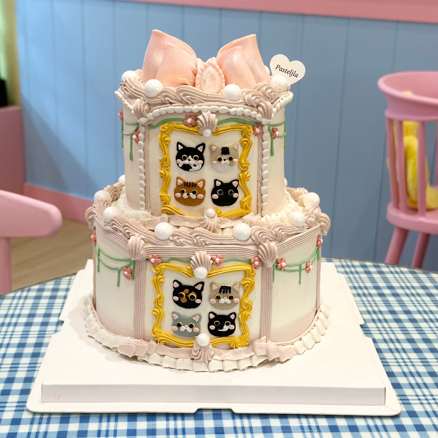 Two Tier Vintage Kitten Cake