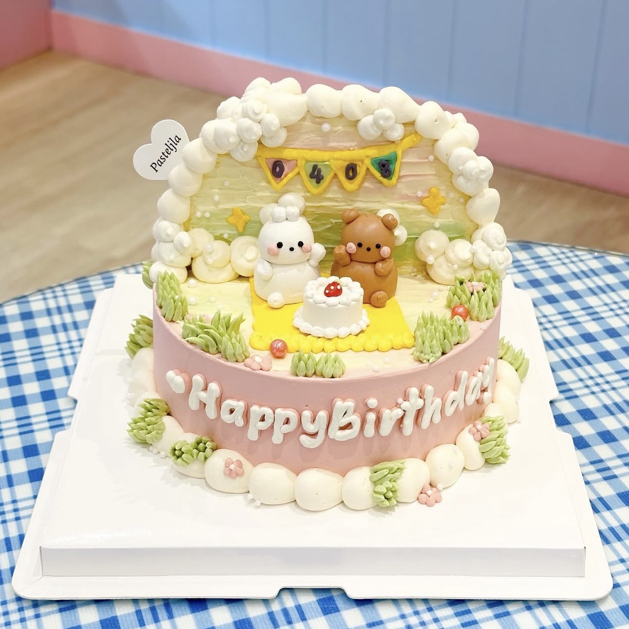 Pastel Picnic animal cake