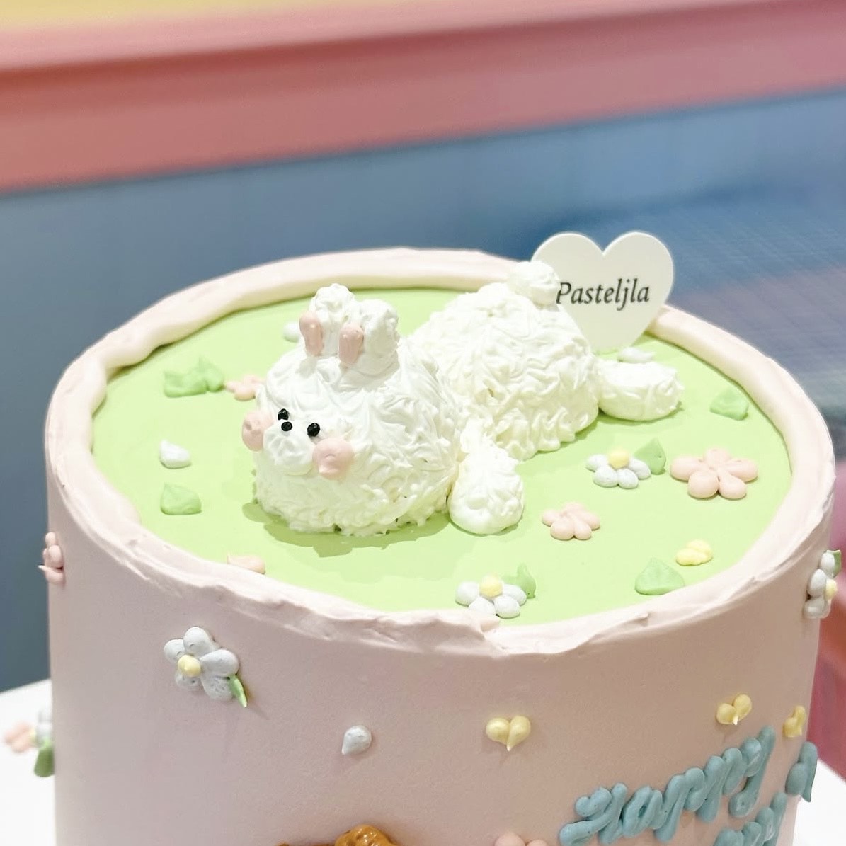 Huggy bear and laying bunny cake