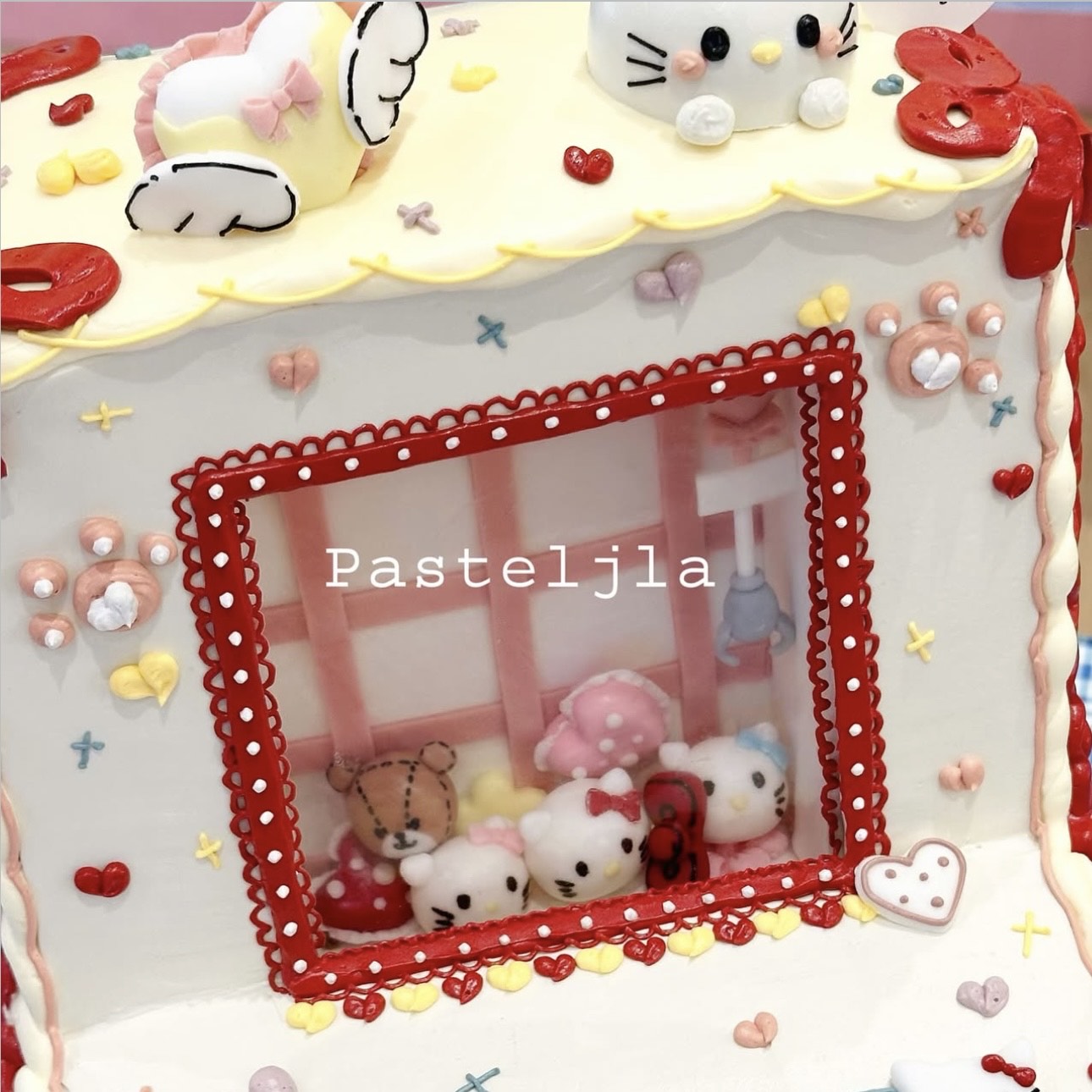 Hello kitty claw machine cake