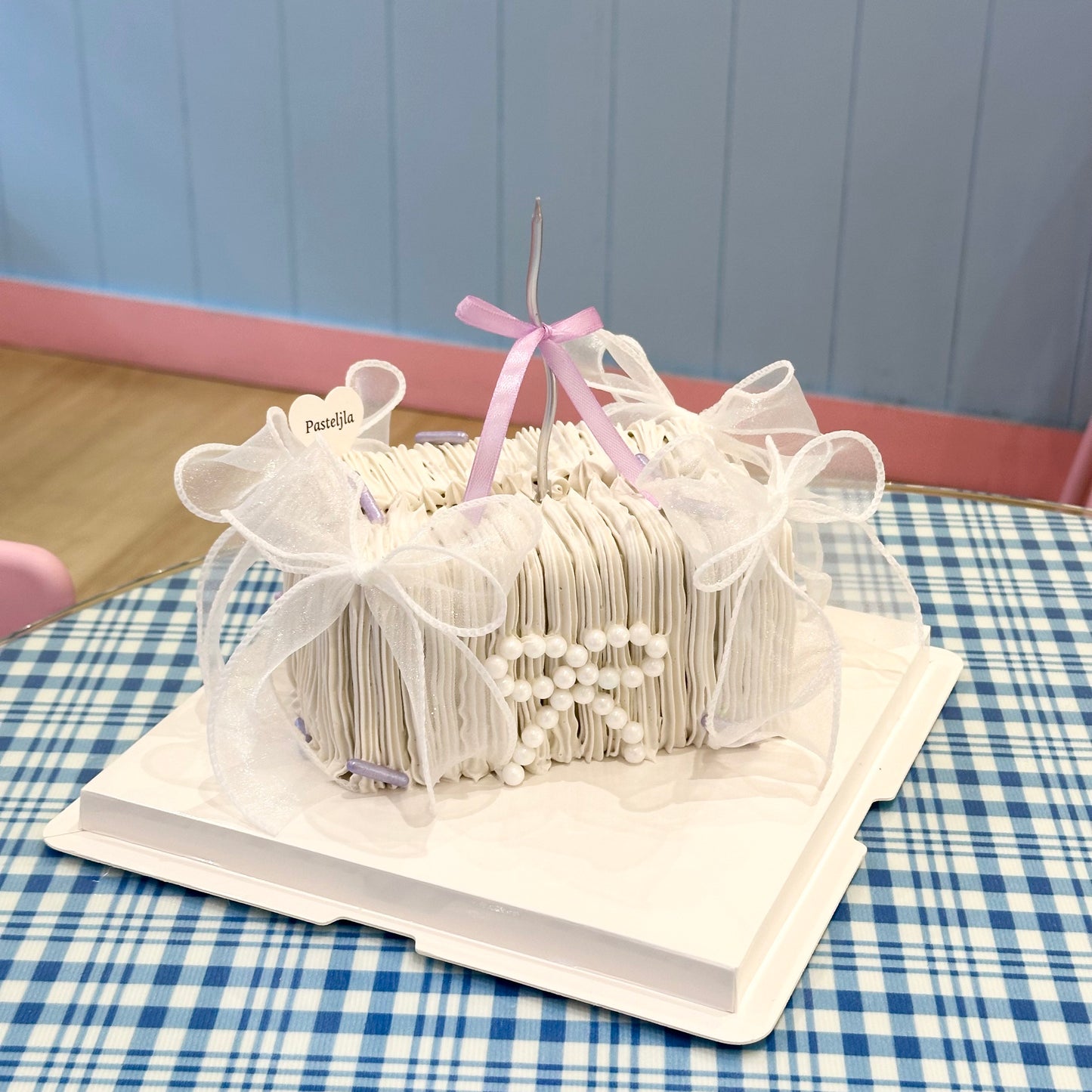 Rectangle Purple and White Coquette Cake