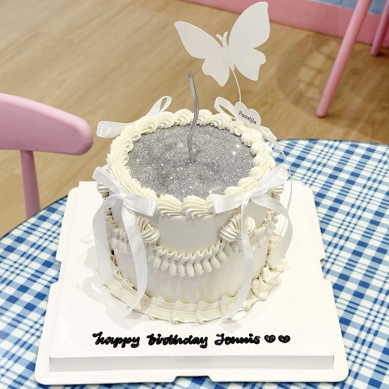 Butterfly glitter cake