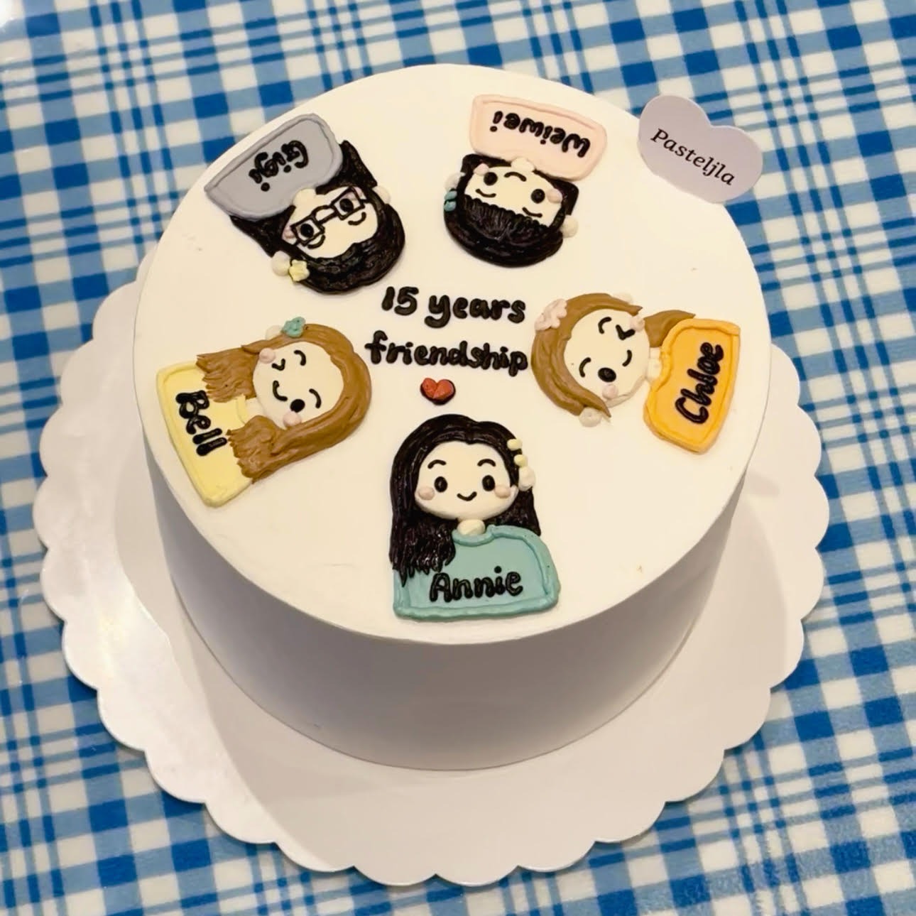 Human drawing friendship cake