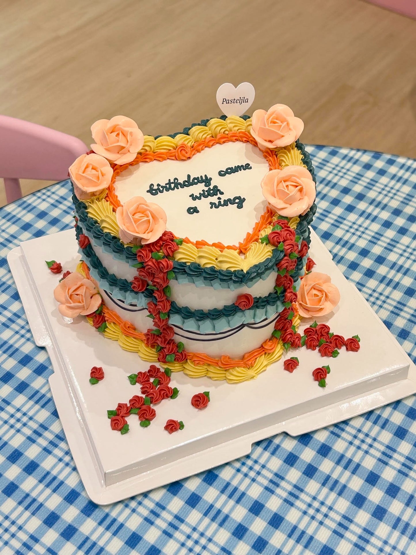Colorful floral roses cake