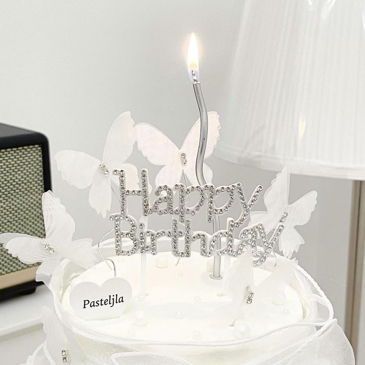 Elegant White Diamond Cake