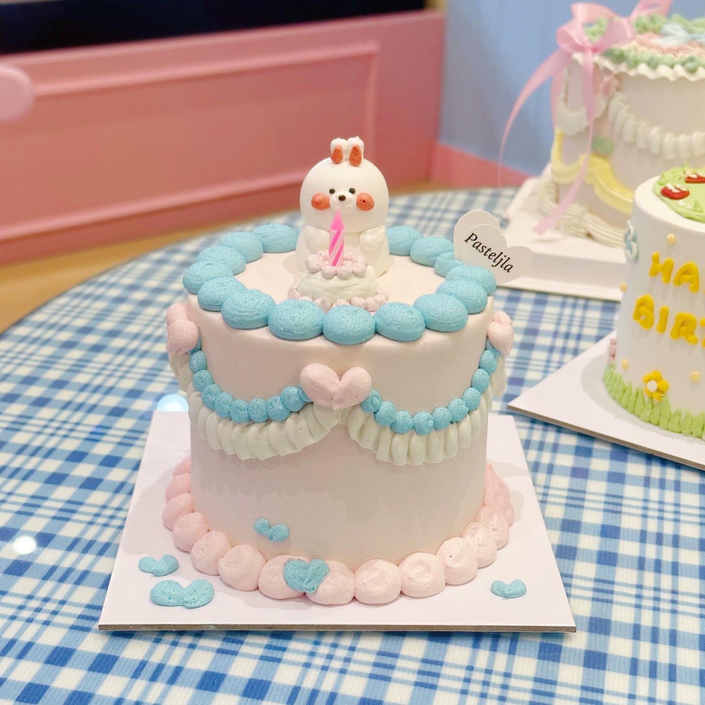 Pastel Pink Blue Bunny Cake