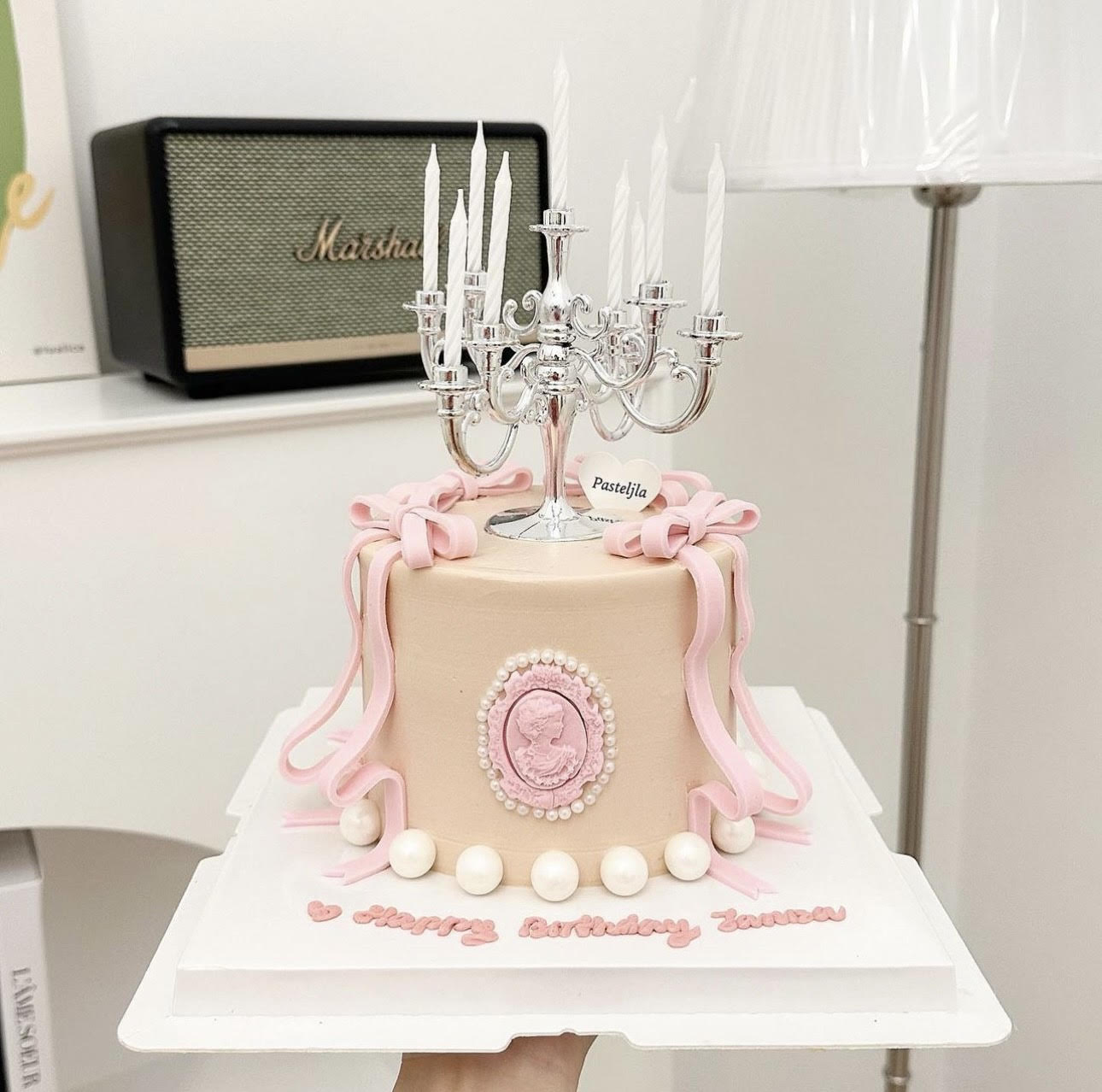 Pink Candlestick Vintage Cake