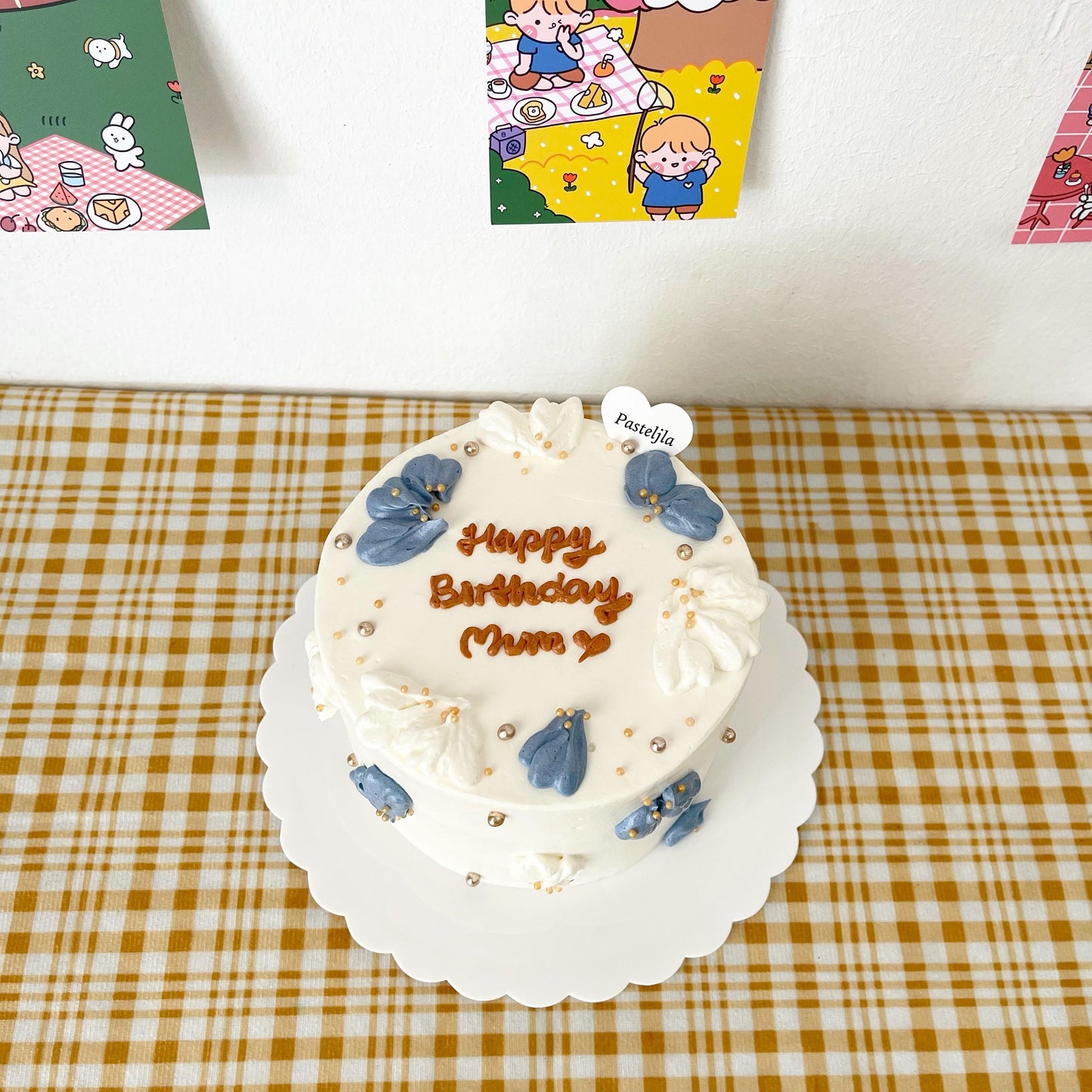 Blue and White Floral Cake