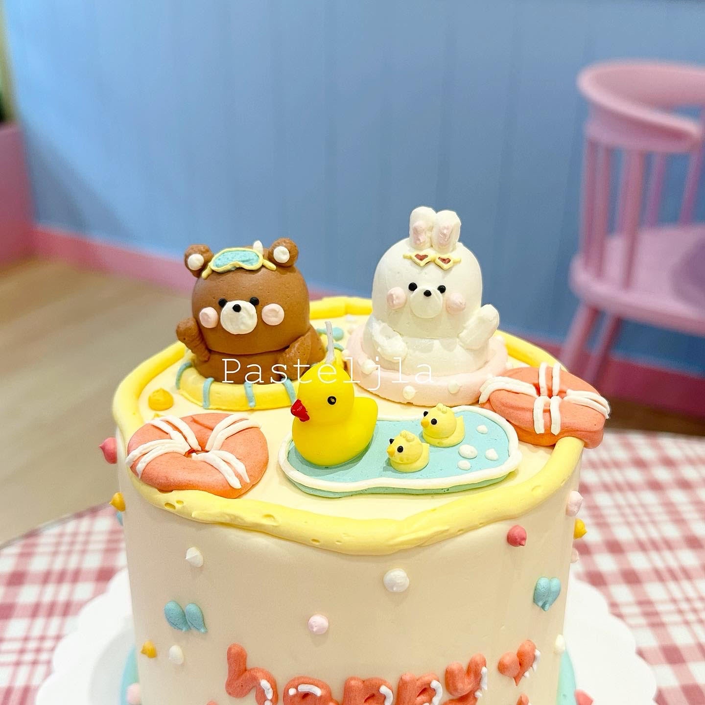 Swimming Bear and Rabbit Cake