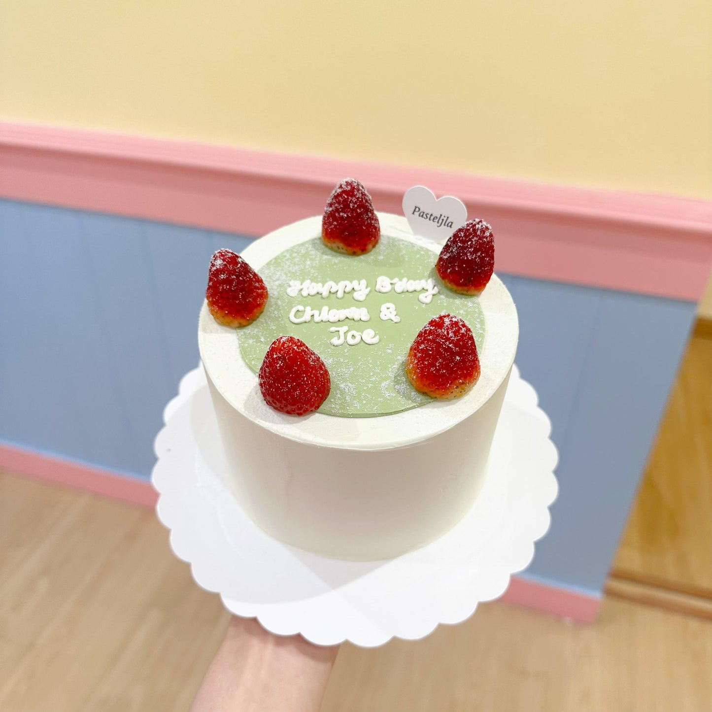 Minimalist Green Strawberry Cake