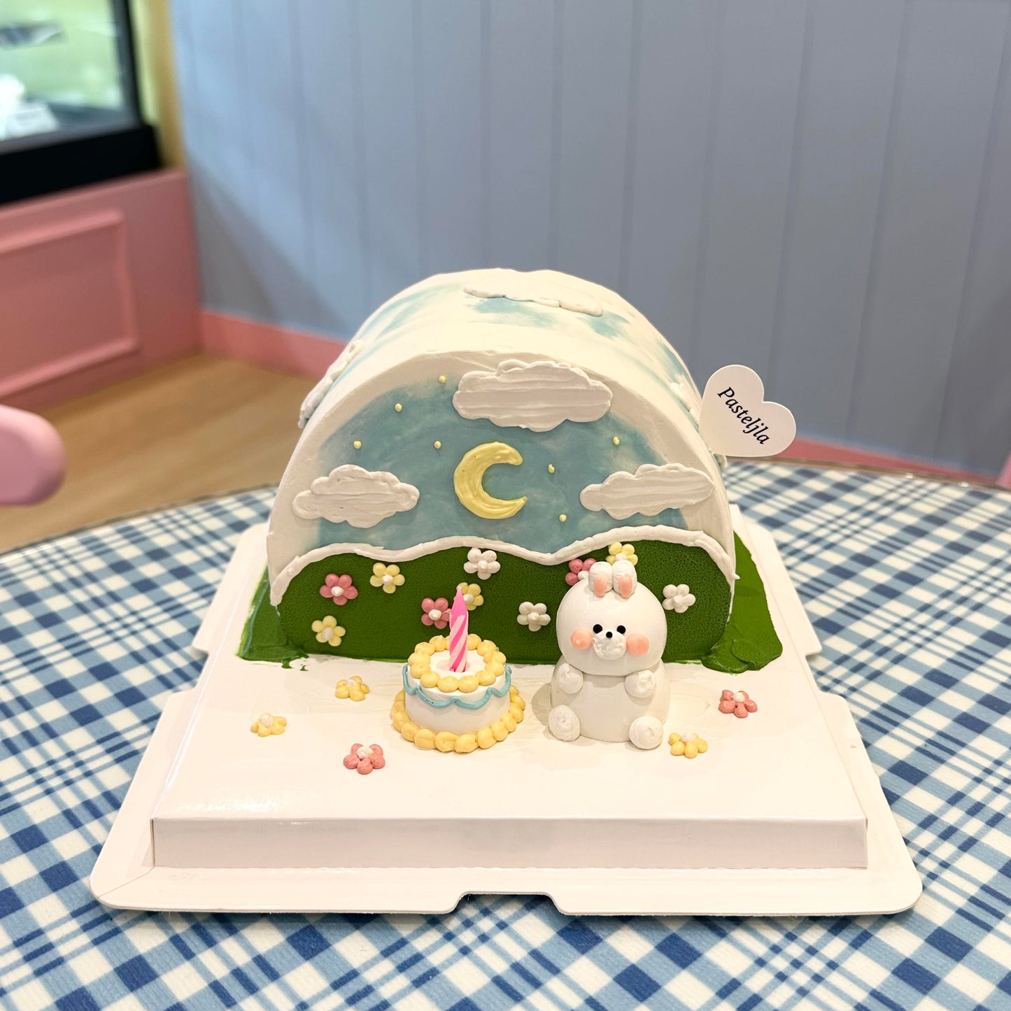 Blue Bunny Semi Circle Cake