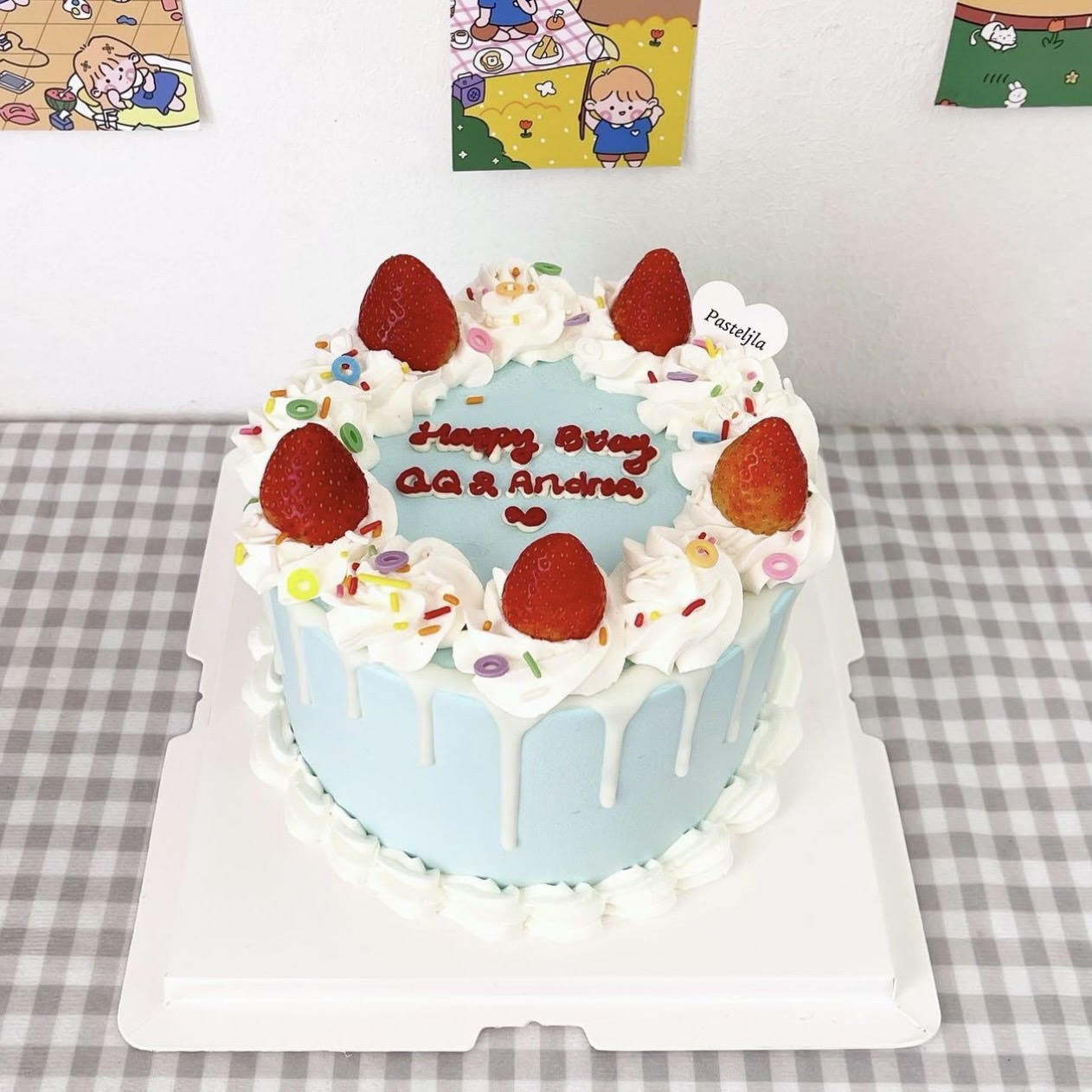 Blue Strawberry Cake