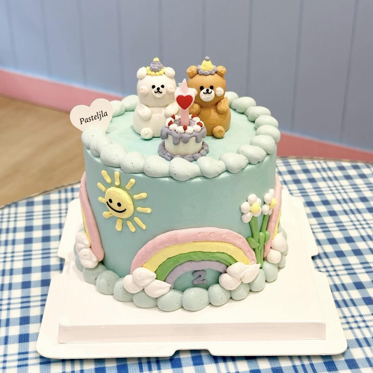 White and Brown Bear Cake
