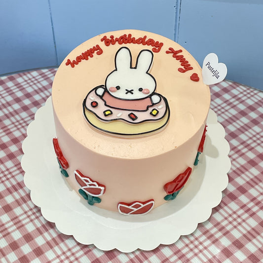Handrawn pink miffy cake 