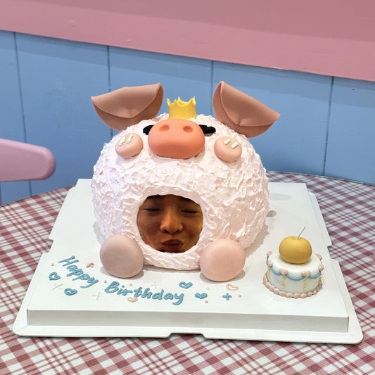Funny pig cake with human face