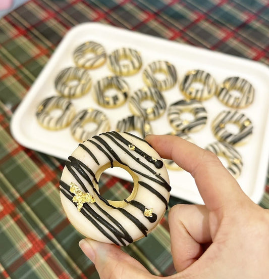 White black gold theme doughnuts