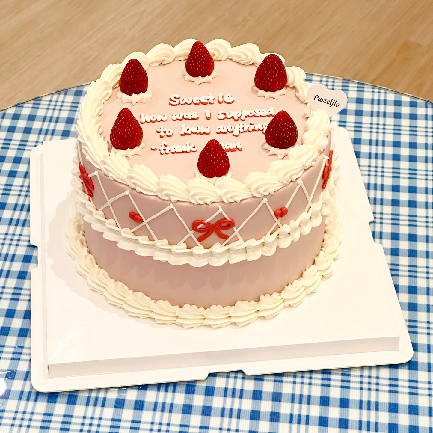 Sweet pink strawberry cake
