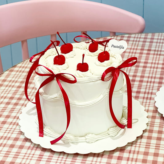 Cherry Red and white coquette cake