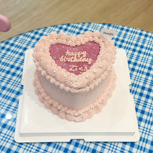 Heart Shape Pink Glitter Cake