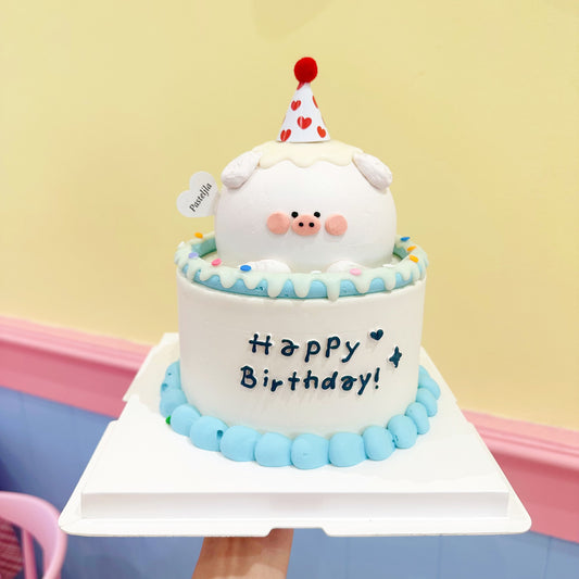 Baby Blue Piggy Cake