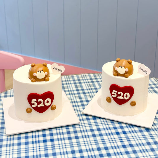 520 Bear Cake in Red Heart Shape