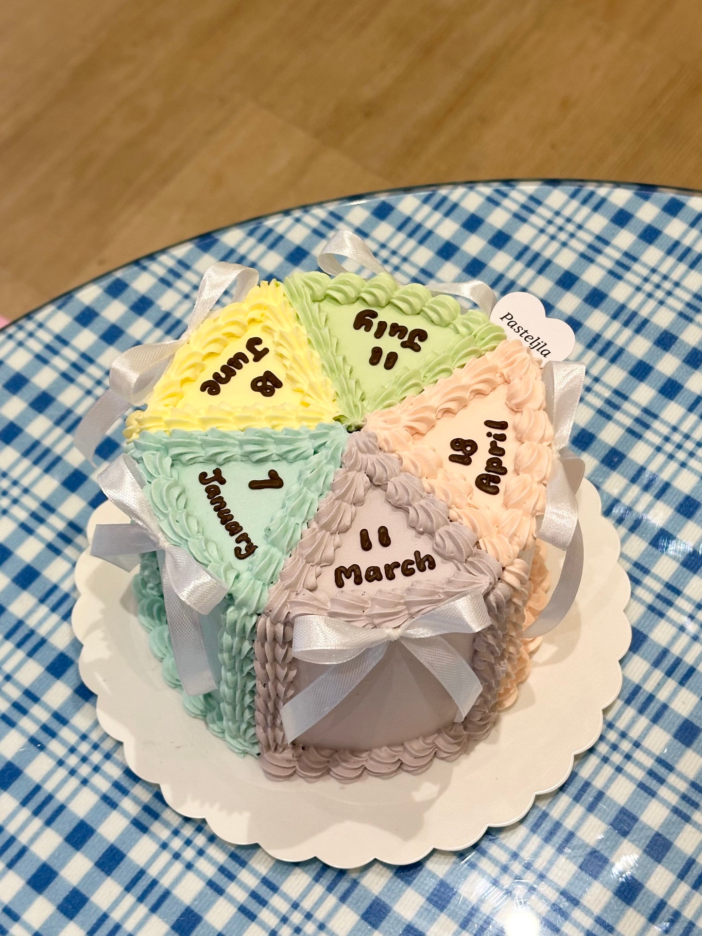 Colorful pastel friendship cake