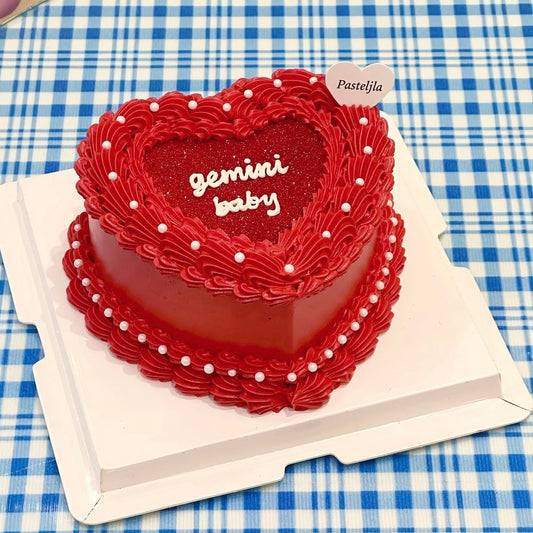 Heart Shape Red Glitter Cake