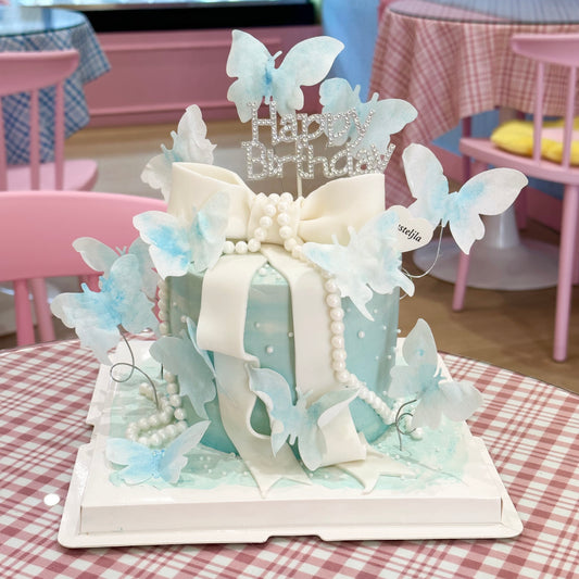 Blue Ribbon Butterfly Cake