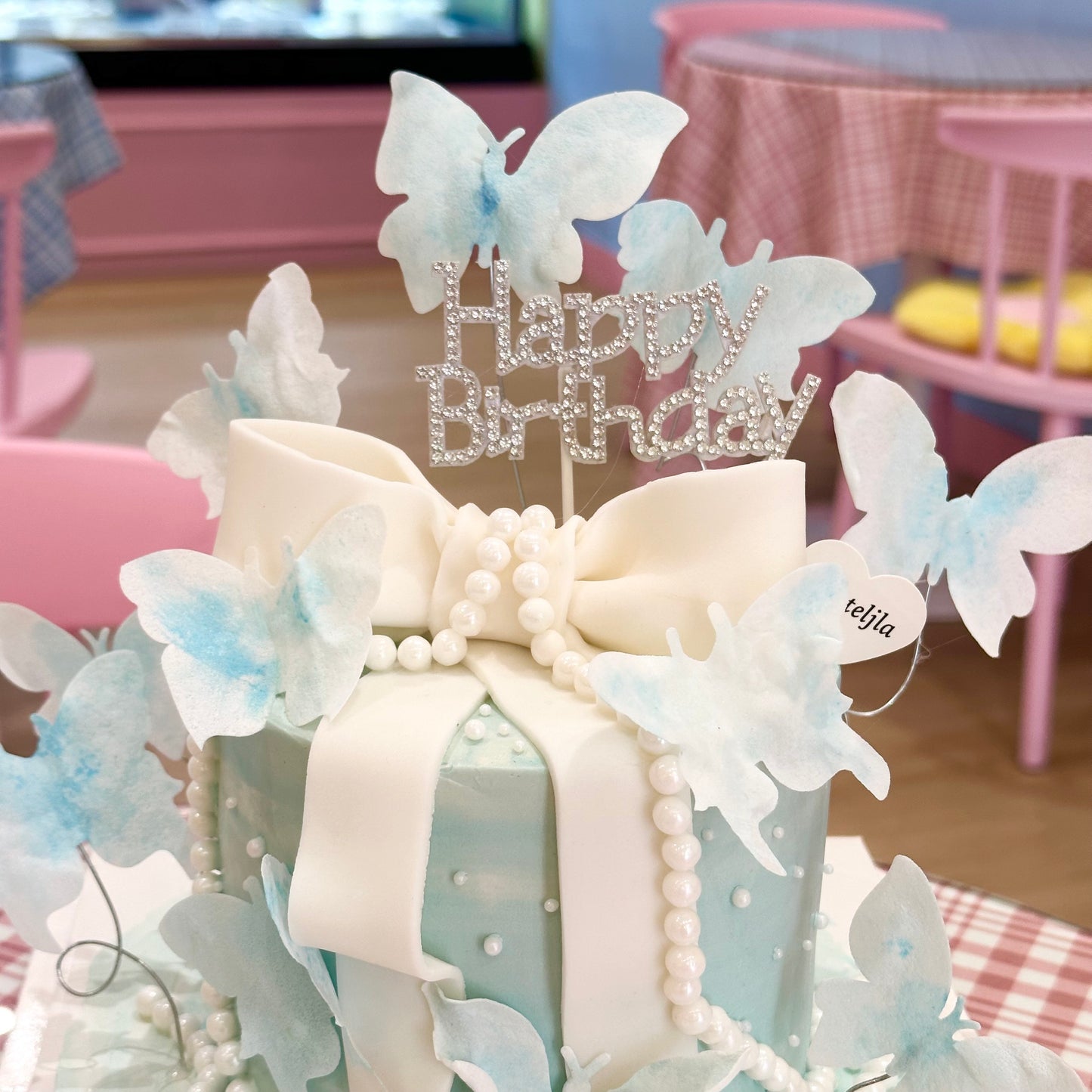 Blue Ribbon Butterfly Cake