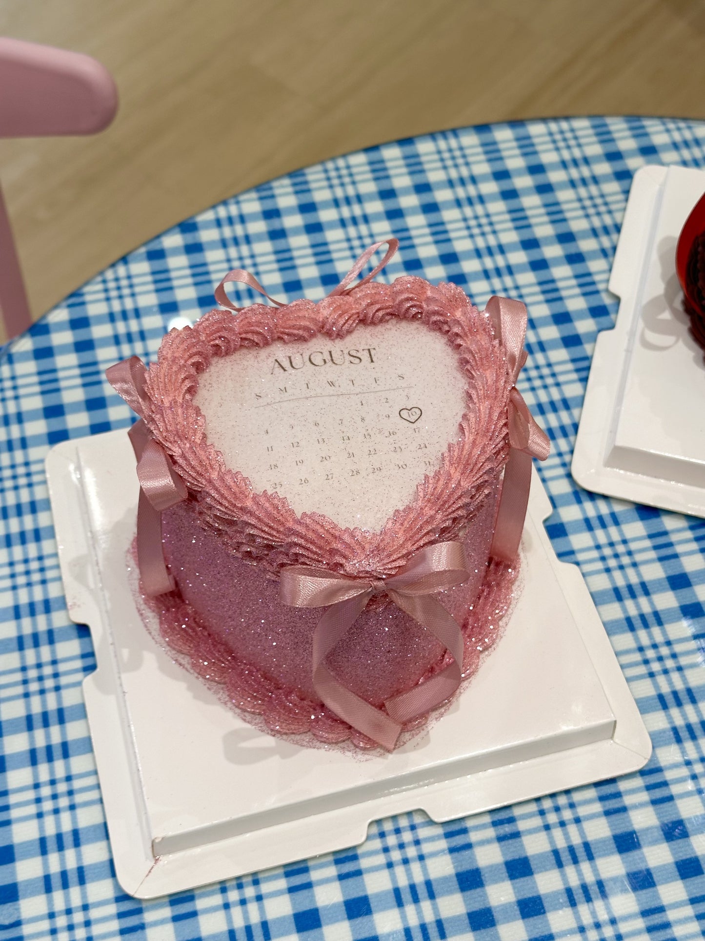 Pink glitter burnaway cake