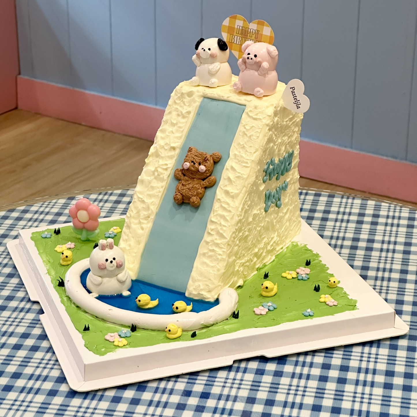 Pool water slides cake