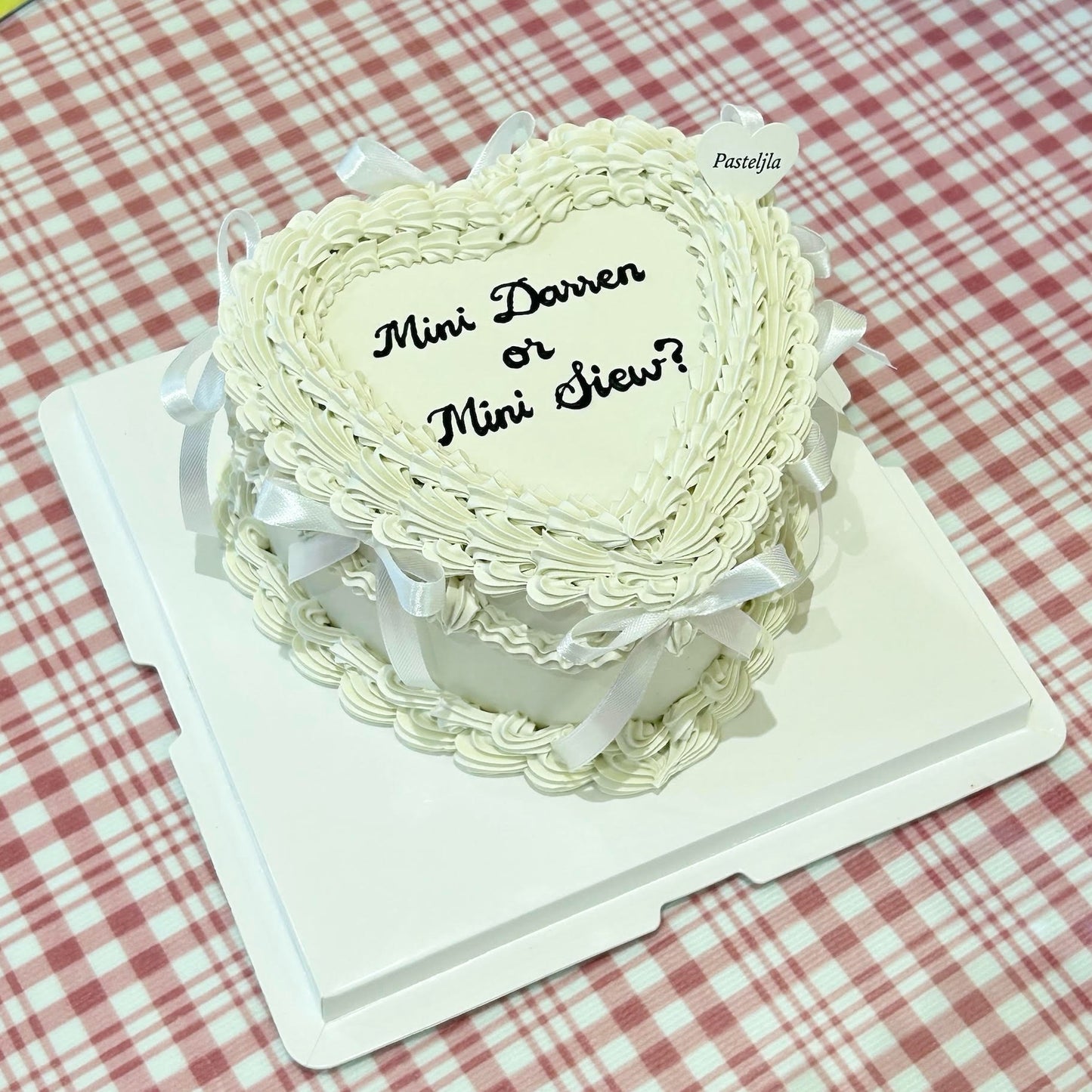 Pure white Heart shape coquette cake