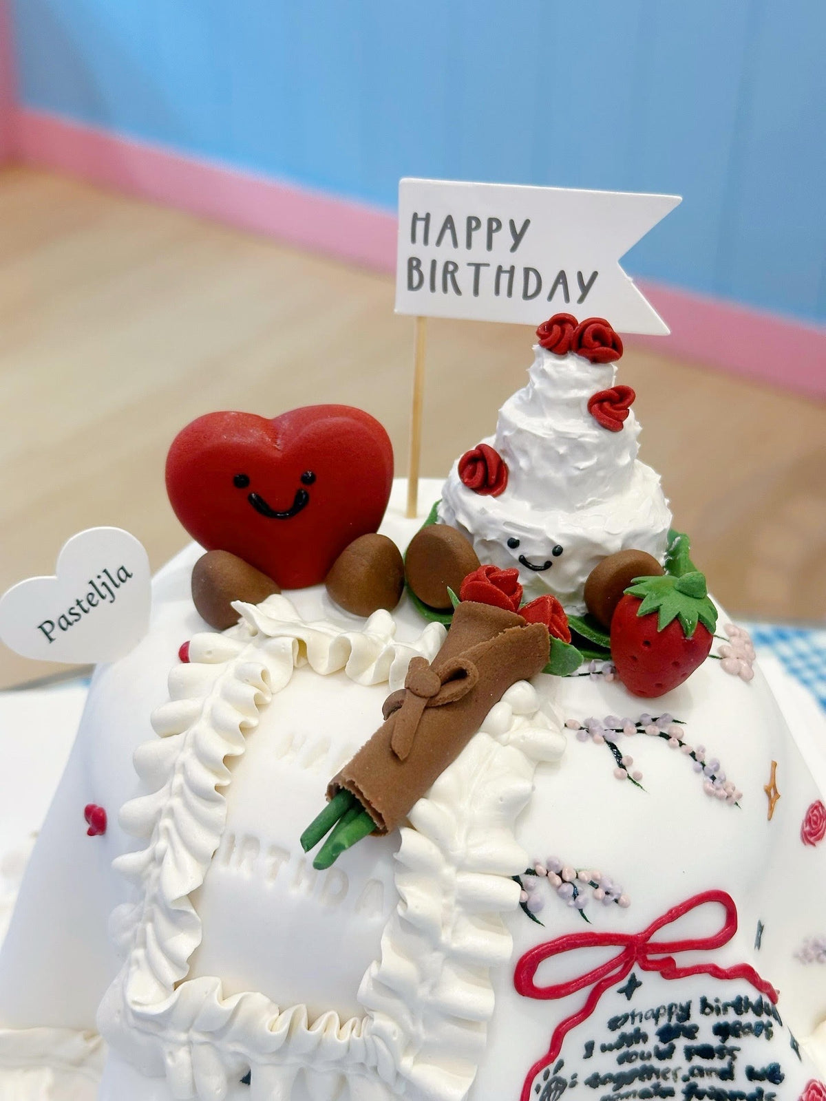 Jelly cat cake on table cake