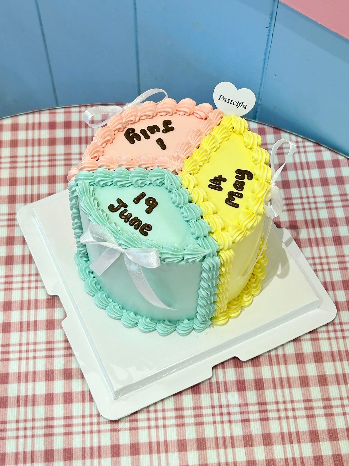 Colorful pastel friendship cake