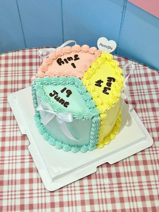 Colorful pastel friendship cake