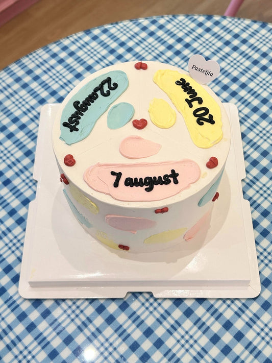 Playful color palette friendship cake