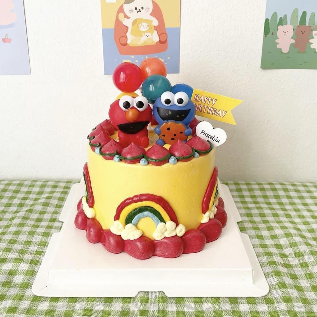 Elmo and Cookie Monster Cake