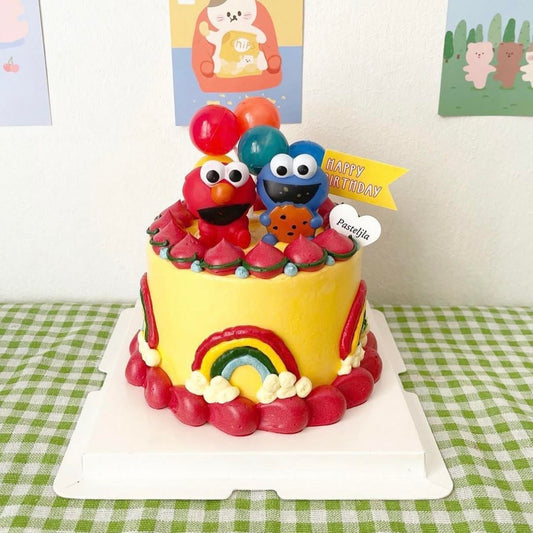 Elmo and Cookie Monster Cake