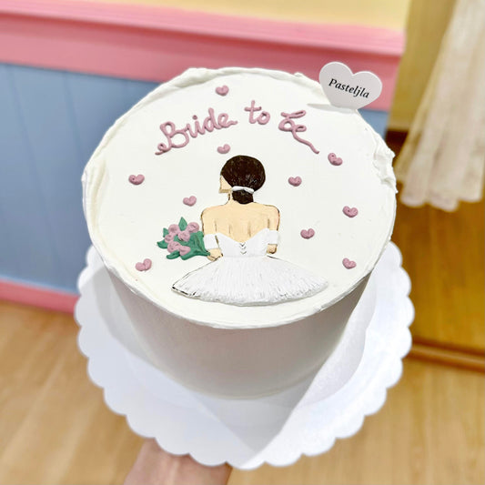 Handrawn bride to be cake