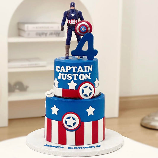 Two tier captain America cake