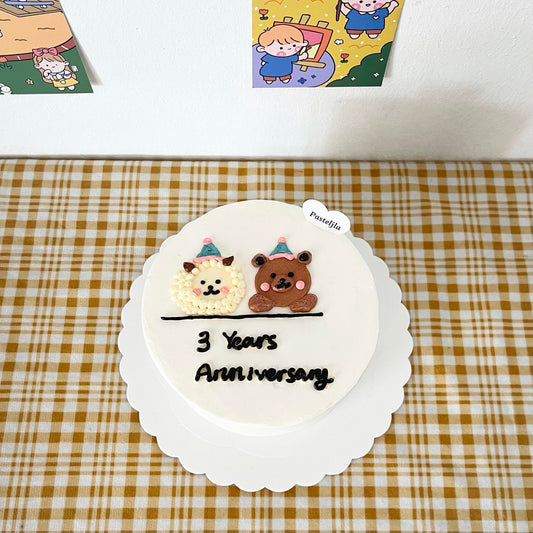 Sheep and Bear Anniversary Cake