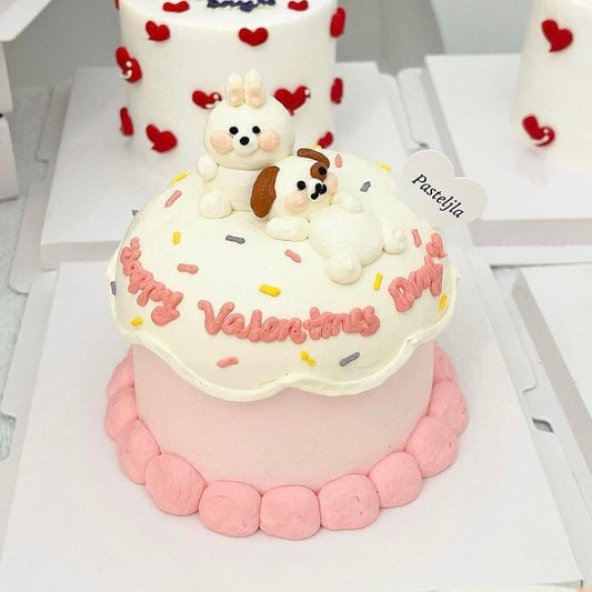 Rabbit and Laying Puppy Cake