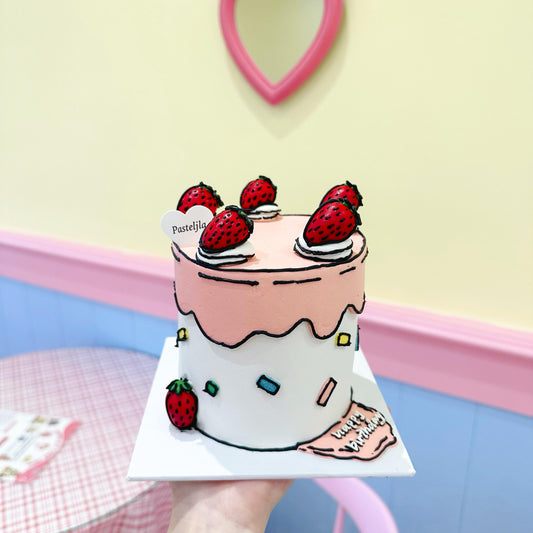 2D Pink Comic Cake