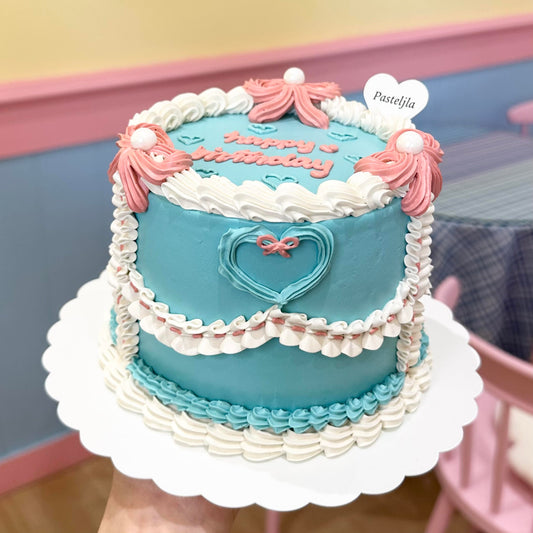 Blue floral coquette cake