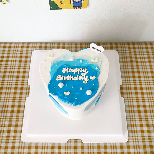 Heart Shape Minimalist Blue Tone Cake