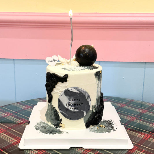 Black, Grey and White Vintage Theme Cake