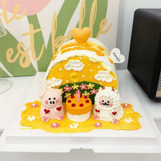 Cute Semi Circle Animal Cake