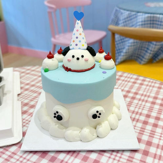 Blue and White Cute Animal Cake